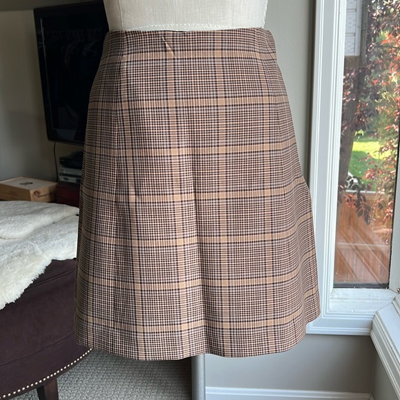 Babaton Modern Mini Skirt Brown Plaid - Picture 1 of 4